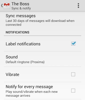 Gmail Label Settings for Android