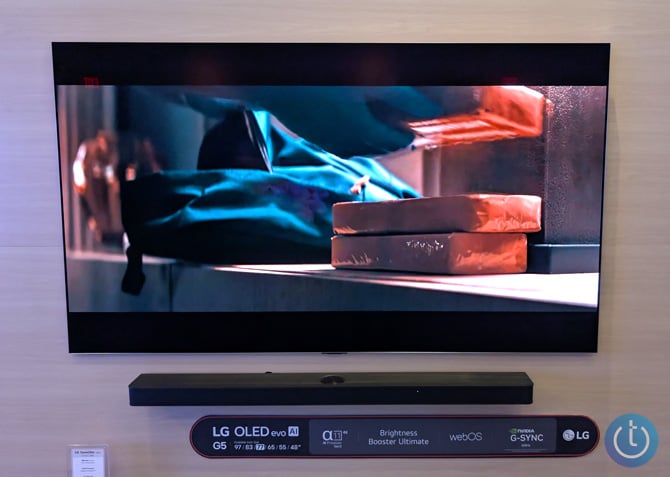 LG OLED evo G5 mounted on a wall