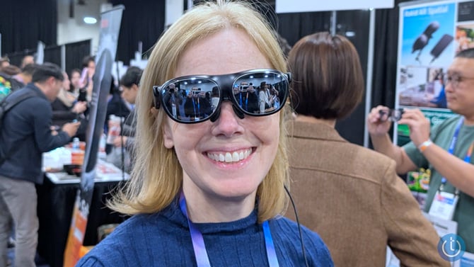 Techlicious Editor-in-Chief wears the Rokid AR Spatial glasses.