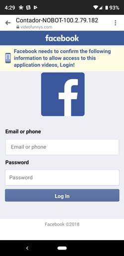 Facebook password phishing link