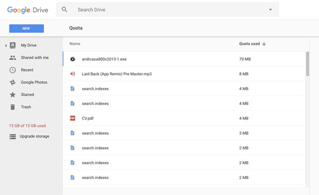Free up storage in Google Drive