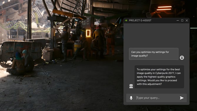 NVIDIA G Assist screenshot showing a chat next to a game screenshot.