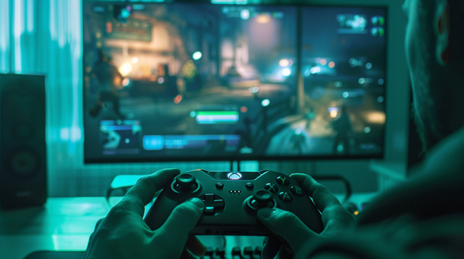 A concept of computer gaming with an Xbox controller