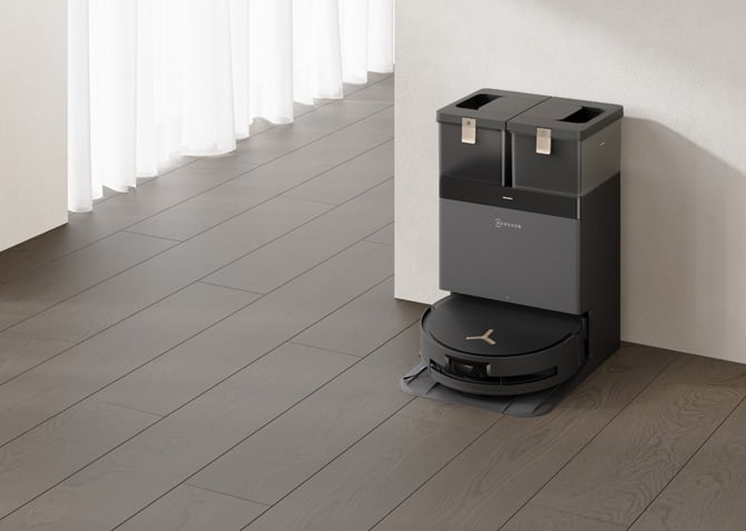 ECOVACS DEEBOT X8 PRO OMNI Robotic Vacuum and Mop in its base