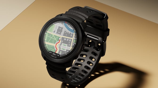 Polar Vantage M3 watch showing maps