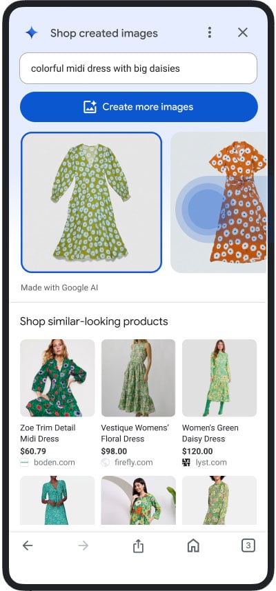 Screenshot of Vision Match showing a dress concept