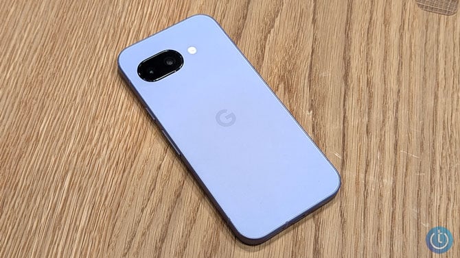 The Google Pixel 9a is shown in lavender.