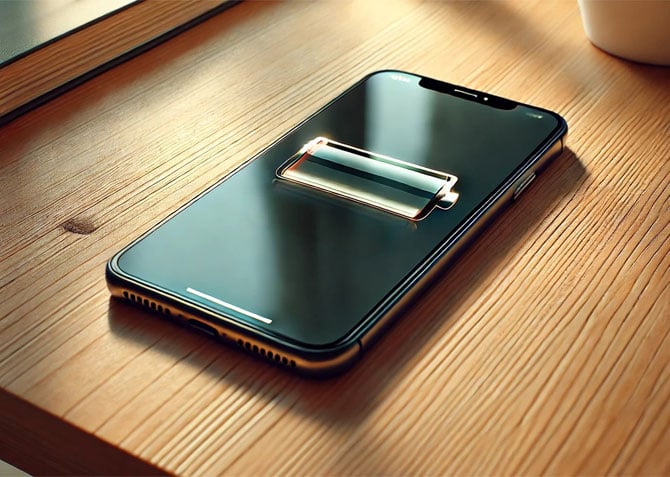 Concept of an iPhone with a low battery