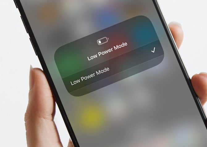 iPhone showing the Low Power Mode screen access from the Control Center